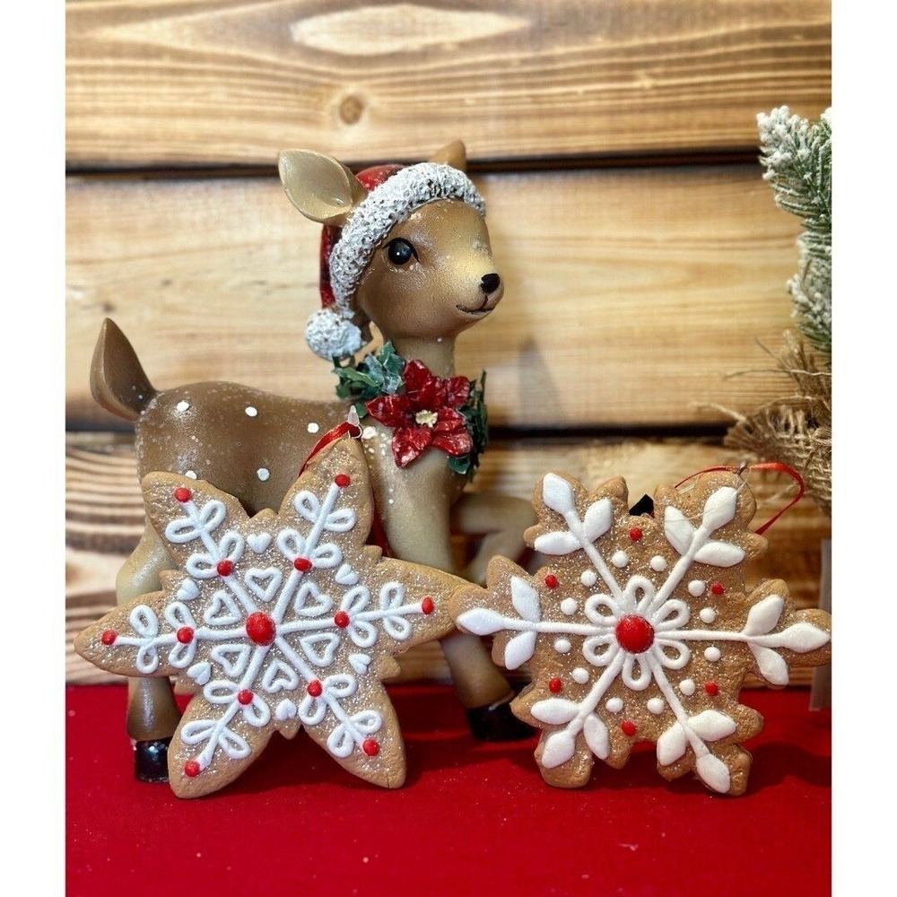 NEW 3 Gingerbread Ornaments Snowflake Christmas‎ Holiday Bundle Set - Picture 12 of 12